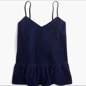 BNWT Velvet Cami with Peplum J. Crew Navy Blue